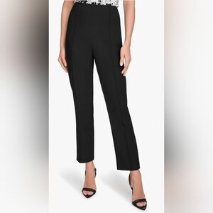 H by Halston Classic Black Straight Leg Pull On Pants Faux Pockets Size 12